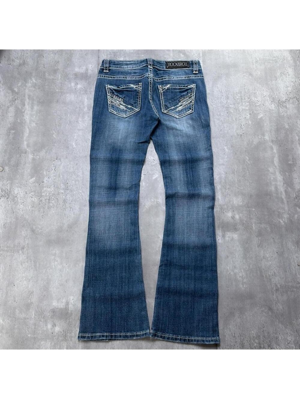 Y2K Dark Wash Rock & Roll Grunge Bootcut Denim Jeans